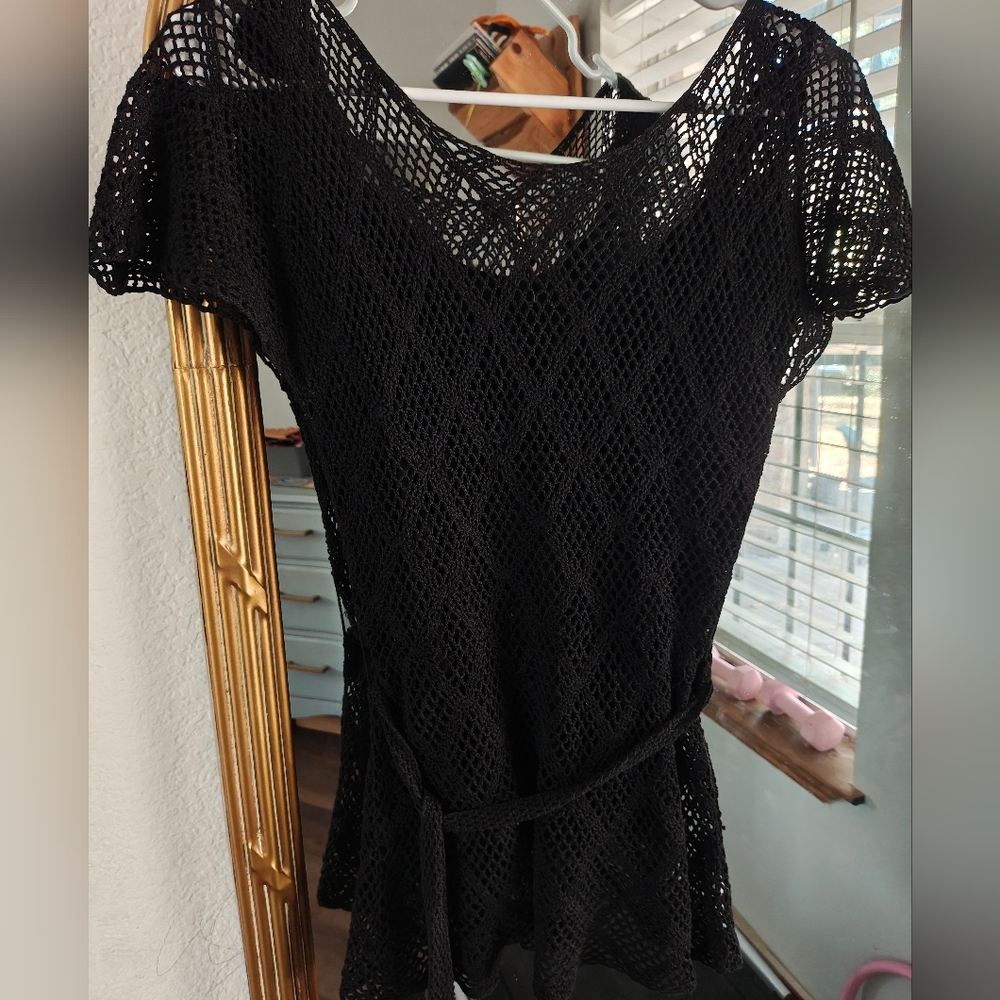 Theory Black Knit Short Sleeve Top